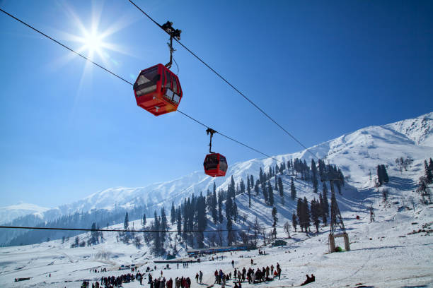 gandola cable car in gulmarg, jammu and kashmir, india